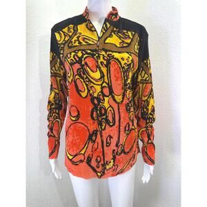 Sz L Jamie Sadock 1/4 Zip Abstract Pleated Ribbed Long Sleeve Golf Shirt Sport